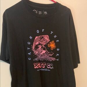 Neff Black Tee with Pink and Purple Graphic